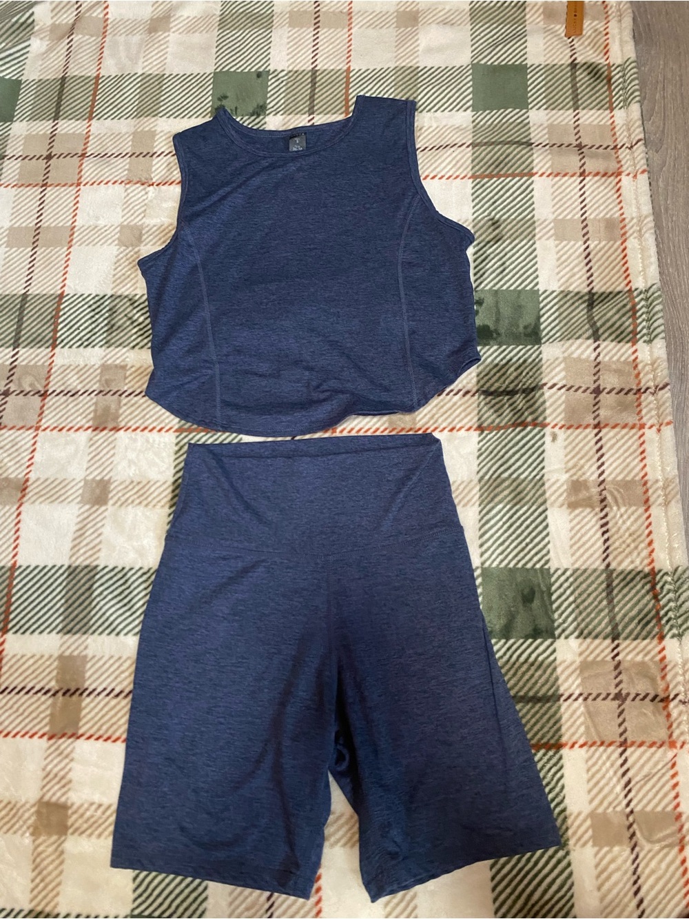 Zobha Deep Navy Active Crop Tank and Bike Shorts Set